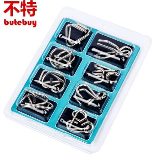 8pcs/set Metal Wire Puzzle IQ Mind Brain Teaser Puzzles Game For Adults And Kids Eeducational Toy
