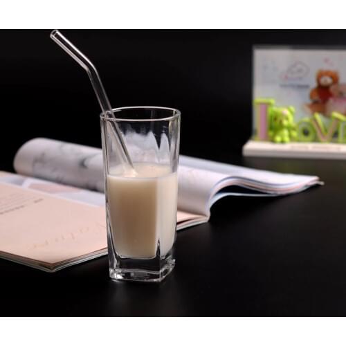 8x215mm Special Fine Curved Glass Straight Bend Drinking Glass Straws Reusable Eco-friendly 1pc #50g