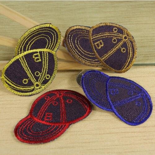 Free fee 5*8cm cowboy hat Embroidered Patch Iron-on Applique Patch for clothing embroidery clothes stickers adhesive patch