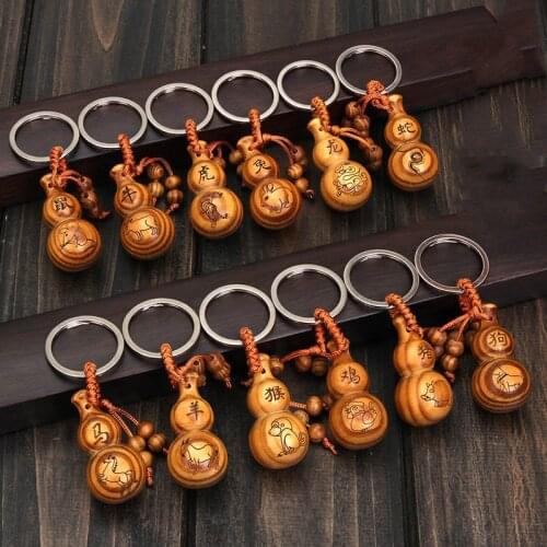 10pcs Mahogany Three-dimensional Engraving Key Chain Lifelike Buddha Pendant Key Ring ewelry making For diy Car Accessories