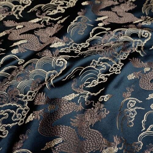 CF878 Black Clouds Dragon Jacquard Chinese Brocade Fabric Chinese Clothing Costumes Mens Jackets Fabric Sewing DIY Material