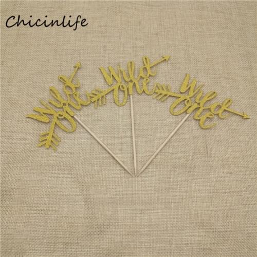 Chicinlife 5pcs Gold Wild One Cupcake Topper Wild One Birthday Party Decoration 1st Birthday Cake Topper Cake Accessories