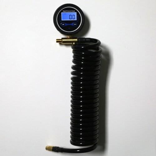 Deflator Inflator Pressure Gauge Monitor for Air Pump w Extension Coil Hose