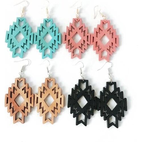 Wooden Earring Filigree Ethnic Brincos For Female
