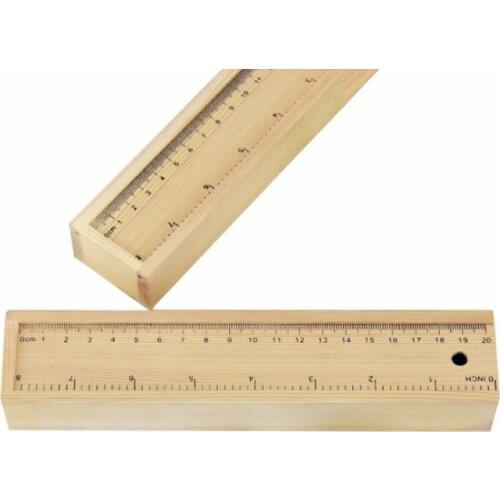100pcs Wood Pencil Box with Ruler Set Wooden Pencil Case Student Stationery Storage Box Supplies SN1551