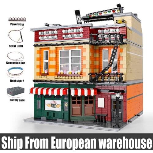 MOULD KING 16014 Street Building Toy The MOC-34463 Central Perk With Led Parts Assembly Building Blocks Kids Christmas Gift
