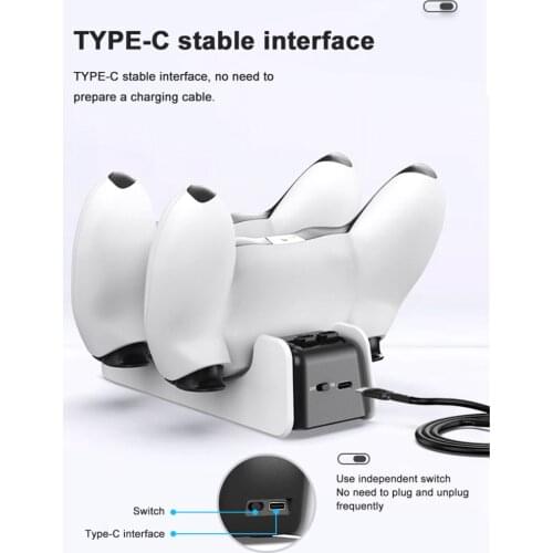 Fast Charging Dual Charging Station Dock for 5 Controller,Easy to Set up and Use,Safety Chip Protection