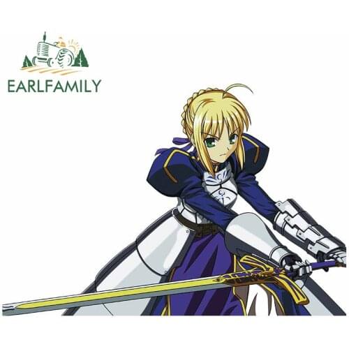 EARLFAMILY 13cm x 8.8cm for Fate Saber Camper Truck Decal Fashion Anime Waterproof Scratch-proof Vinyl Car Sticker Decoration