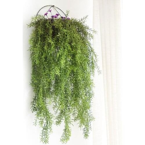 Artificial Wall Hanging Pine Needles Plant Home Balcony Decoration Green Plant Basket Flowers