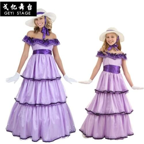 COS southern country pretty ladies wear mother and womens clothing parent-child wear noble purple princess dress evening dress