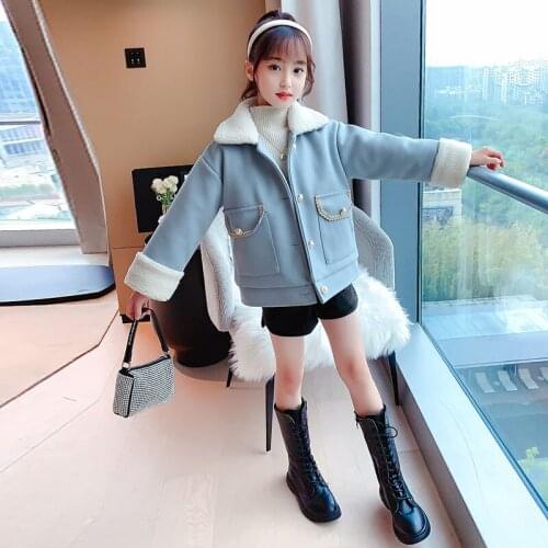 Girls Jackets Children Autumn Winter Thicken Coat Kids Fashion Turn Down Collar Coats Outwear 3 4 6 8 10 12 Years Girl Clothes