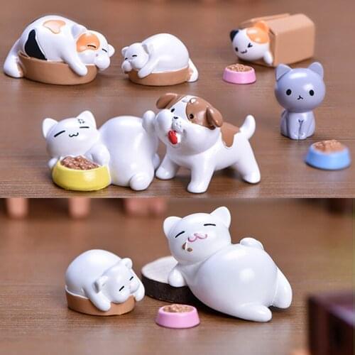 Cute Cat Dog Cartoon Animal Plastic Model Micro Landscape DIY Mini Ornaments Home Cake Car Decor Kids Toy Children Birthday Gift