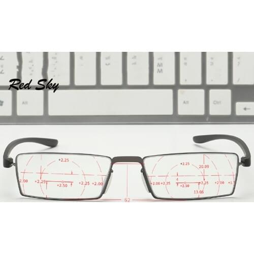 Progressive Multifocal Reading Glasses Anti Blue 360 Degree Ring Focus Presbyopia Glasses Unisex Ultralight Portable TR90 Frame