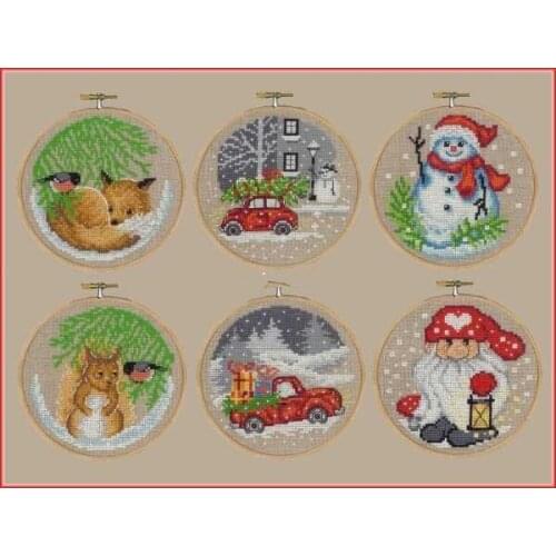 Round small objects 49-34 counted cross stitch package flower aida 22ct 25ct 18ct 14ct 11ct black cloth people kit embroidery