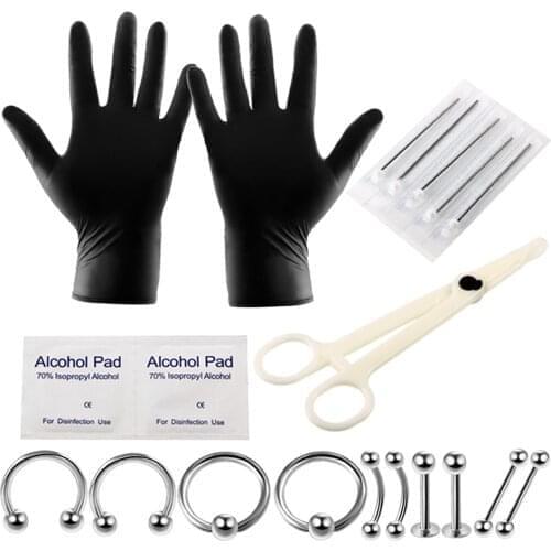 20Pcs14G 16G Body Piercing Tools Kit Piercing Needle Disposable for Horseshoe Ring Captive BCR Lip Eyebrow Tongue Body Jewelry