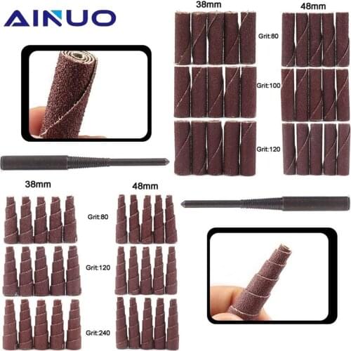 62Pcs Cone Shape Mounted Point Grinding Head Sandpaper Flap Sanding Wheel Sleeve Sandpaper Roll 1/4 inch Shank