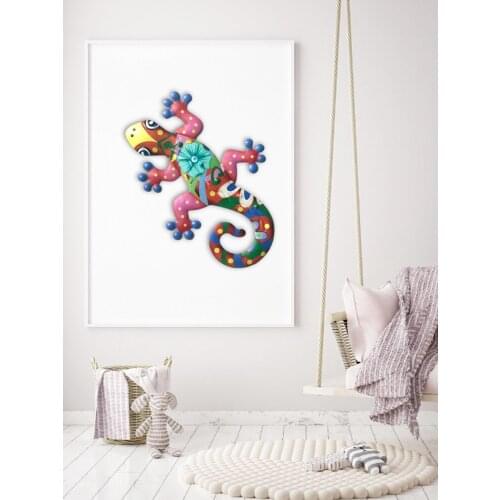 Rustproof Iron Gecko Wall Art Decor Sculpture Hang Indoor Outdoor For Home Bedroom Living Room Office Garden Decoration liberal