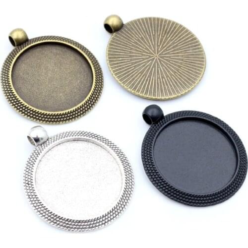 New Fashion 5pcs 25mm Inner Size Antique Silver/Gold Plated Bronze Black Colors Cool Style Cabochon Base Setting Charms Pendant