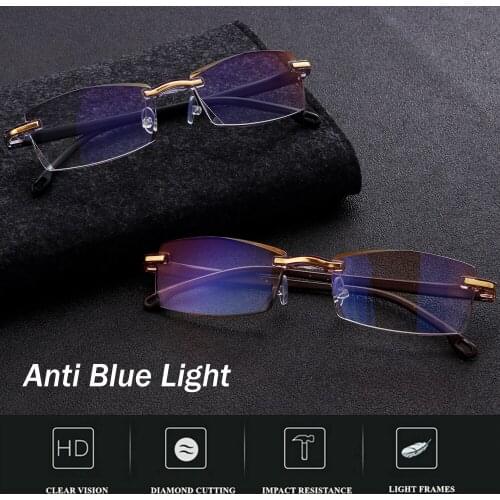 1PC Unisex Ultralight Rimless Reading Glasses Anti Blue Light Radiation Presbyopia Glasses Readers Eyeglasses 1.0 To 3.0 Degree