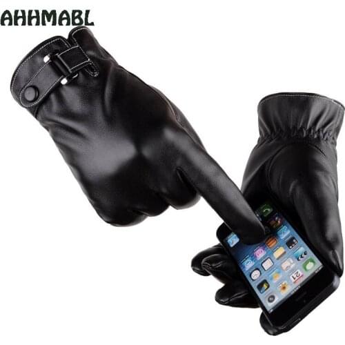 Fashion Mens Classic Black Winter Leather Gloves Sport Driving Touch Screen Gloves Male Military Tactical Warm Mitterns G510