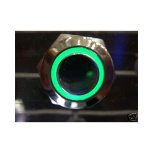 Stainless SPDT ON/ON Green Lighted switch 12V.G11ZE 50