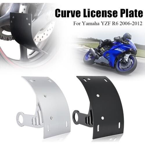 Motorcycle Aluminum Swingarm Side Mount Curve License Plate Bracket for Yamaha YZF R6 2006 2007 2008 2009 2010 2011 2012