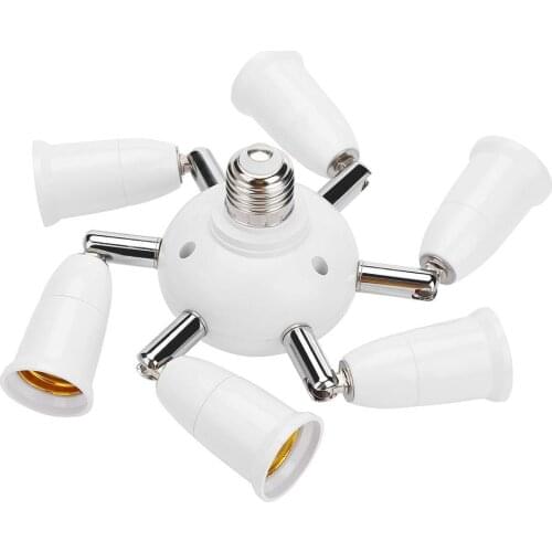 7In1 Adjustable E27 Splitter 5/7 Heads Lamp Base Extended LED Light Bulbs Socket Splitter Holder Adapter Converter Socket