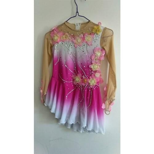 RUBU New Brand Custom Girls Figure Skating Dresses Suit Summer Spring Winter Graceful Ice Skating Dance Costume Purple Red