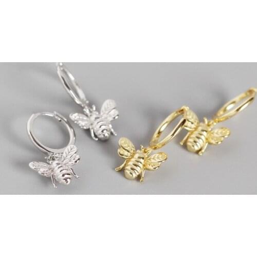 S925 silver color earrings insect bee shape personalized earrings ladies earrings for girlfriend birthday gift