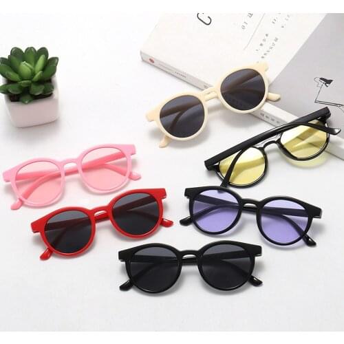 New Retro Oval Frame Childrens Sunglasses Trend Colorful Plastic Frame UV Protection Boys Girls Small Eyewear Kids Sun Glasses