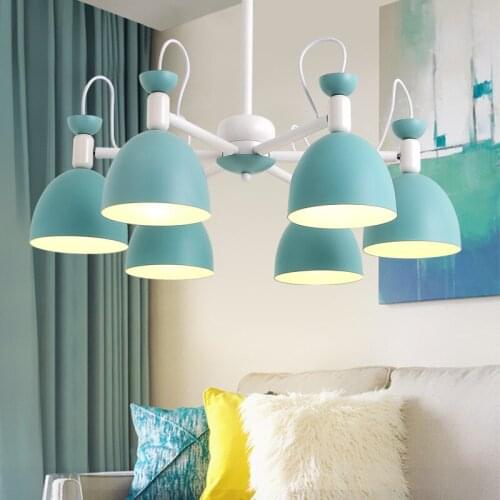 Modern colorful iron Macarons candy pendant light study room bedroom living room restaurant hanging lighting E27