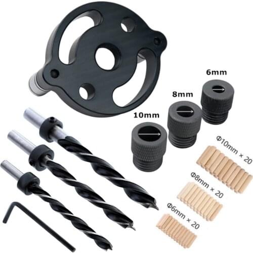 Vertical Pocket Hole Jig 6/8/10mm Hole Puncher Locator Jig Wood Dowelling Self Centering Drill Guide Kit For Woodworking Tools