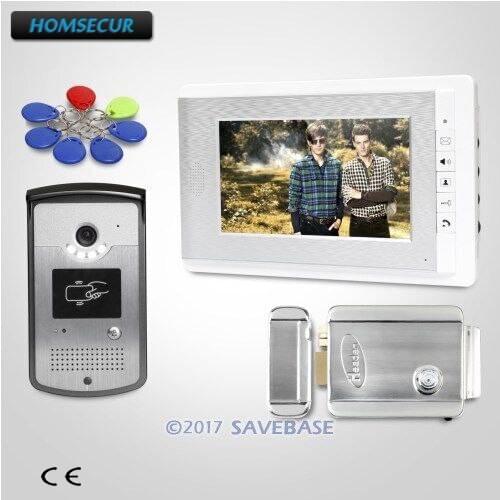 HOMSECUR 1V1+Electric Lock 7inch TFT Video Door Phone Intercom System with LCD Color Screen for Home Security