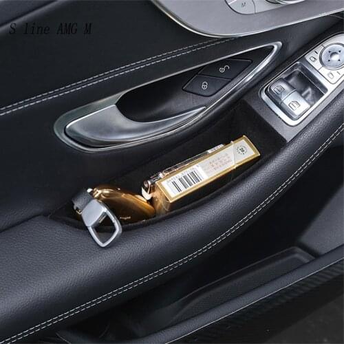 Suede Car Wrapping ABS Car Styling Door Armrest Storage Box Stickers For Mercedes Benz C Class Coupe Central control Accessories