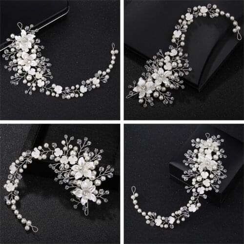Bride Hair Band Headband White Polymer Clay Flowers Wedding Floral Women Jewelry