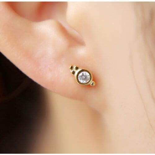 2020 Promotion New Plant Earring Real 925 Sterling Tiny Small Cute Ear Stud women Girl Ladies Fashion Jewelry Cz Earring jewelry
