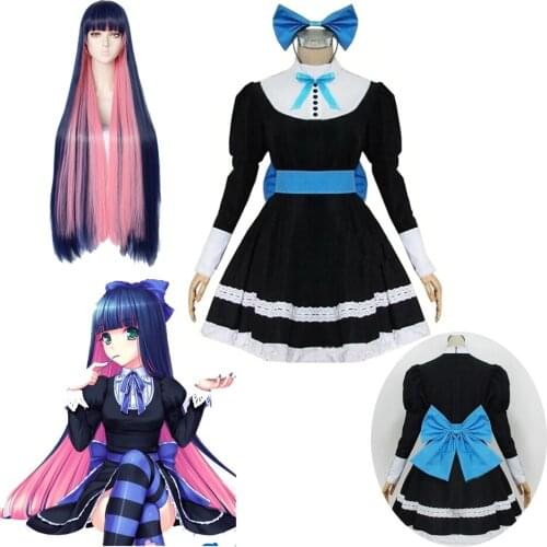 Panty & Stocking with Garterbelt Heroine Anarchy Stocking Black Dress Cosplay Costume women Lolita Maid Suits party Uniform