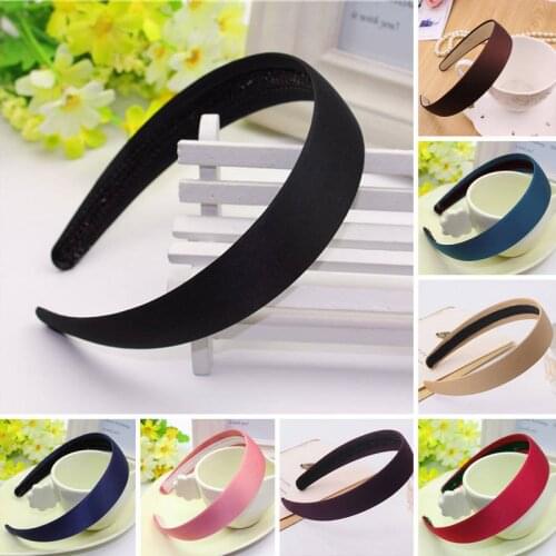 New Women Plain Satin Look Fabric Covered Headband Alice Hair Hairband Head Band