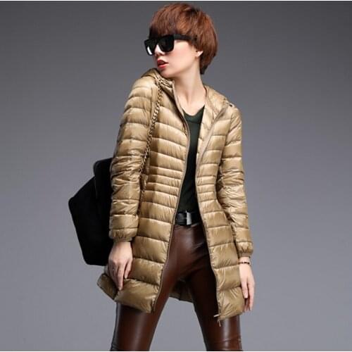 Women Slim Down Long Coat Parkas Female Warm Parkas Snow Outwear Winter Ultra Light White Duck Down Jacket