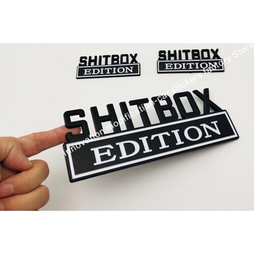 Big 7'' SHITBOX EDITION Chrome Black White Emblem Badges Free Shipping For 3D Truck
