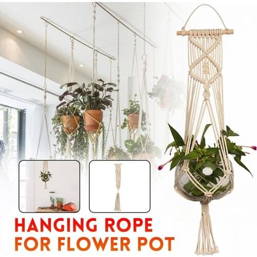 1Pc Creative Hanging Flowerpot Rope Handmade Macrame Planter Basket Hanger Home Decor Garden Supplies