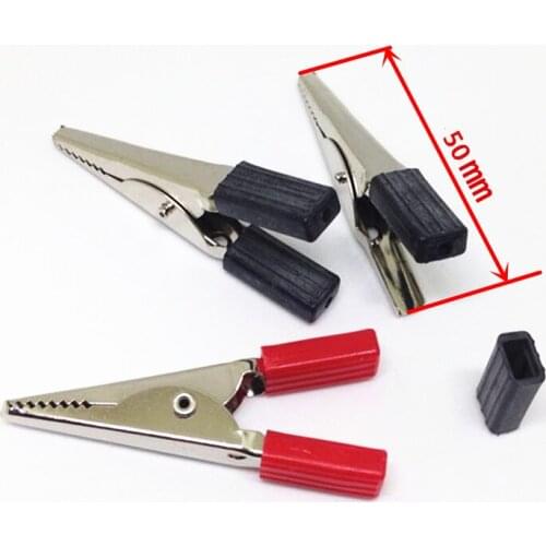 Hot 10pcs 50mm Plastic Handle Test Probe Metal Alligator Clips Connector Connect Socket Plug for Battery