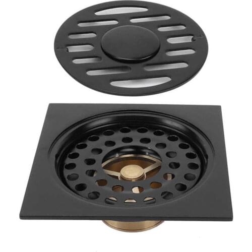 10x10x0.3cm Stainless Steel Floor Drain Set Deodorant Shower Drain Part For Bathroom Kitchen Black Color