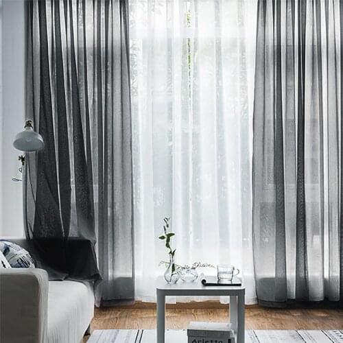 White Curtain Solid White Tulle Modern Curtains for Living Room Transparent Chiffon Tulle Curtain Window Sheer for Bedroom Shop
