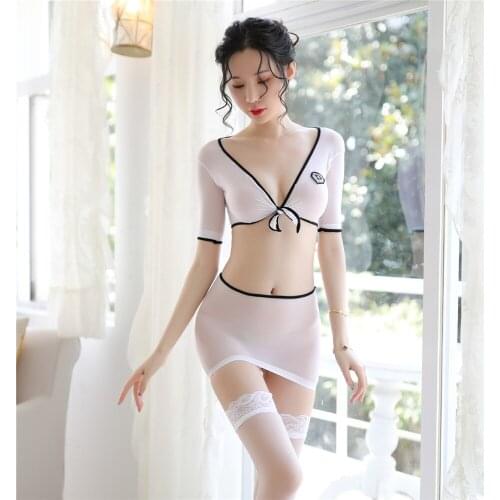 White Sexy secretary uniform temptation role playing Sexy lingerie Women European and American women Adult Mini Skirt Clubwear