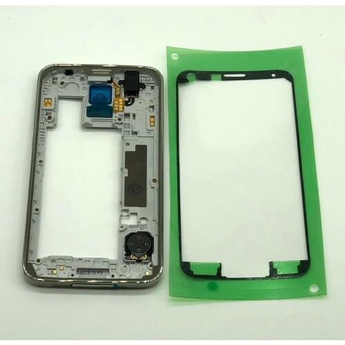 For Samsung Galaxy S5 G900F G900H G900I G900 Original Phone Housing Cover For Samsung S5 Mid Middle Frame With Glue