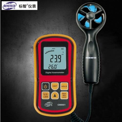 DHL Fedex 20PCS GM8901 Anemoscope Anemometers Digital Wind-speed Wind-temperature Tester Anemometer