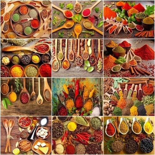 GATYZTORY Oil Painting By Number Seasoning Kits Hand Painted Picture Art Paint By Numbers Kitchen Drawing On Canvas Gift Home De