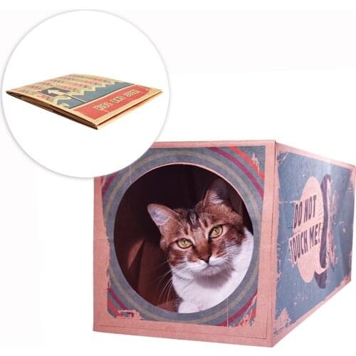 Cat Toy Kraft Paper Tunnel for Kittens Playing Cat House Folding House Play Hide Tubes Collapsible Crinkle Game Holes Teasing