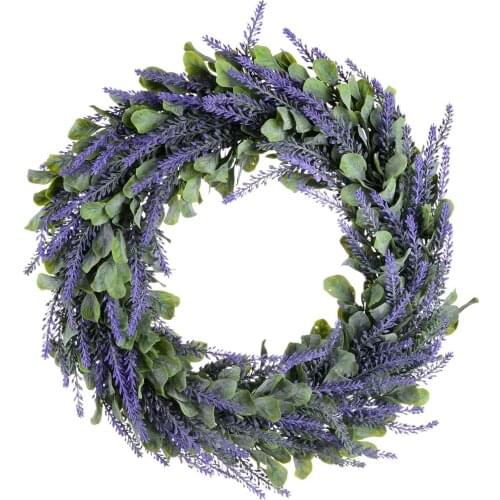 Artificial Wreath, Door Wreath 17 Inch Lavender Spring Wreath Round Wreath for The Front Door, Home Decor